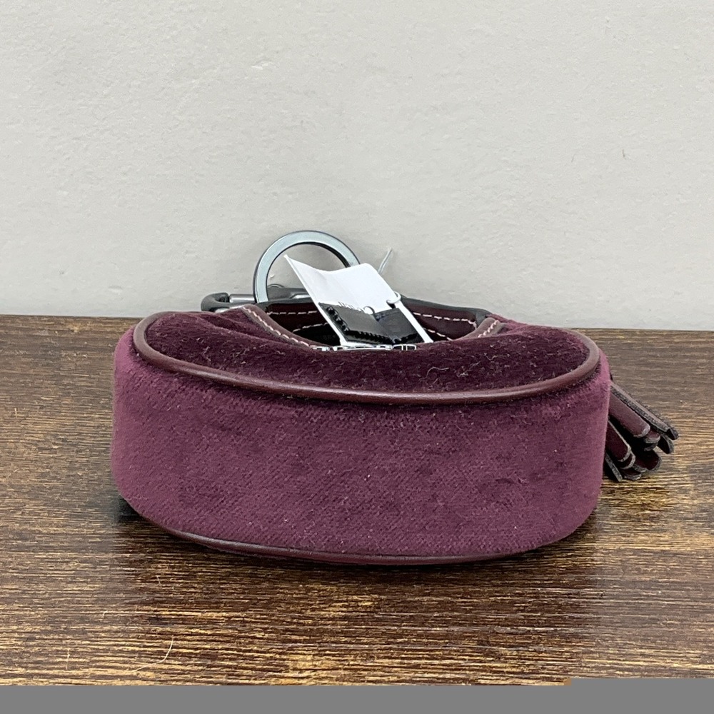 New Coach Mini Carmen Bag Charm Keychain Burgundy Velvet Leather Gunmetal CCF19 - Picture 5 of 10
